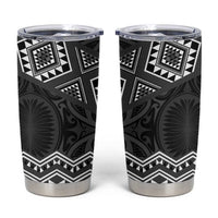 New Zealand Aotearoa Tumbler Cup Black Taniko Art Maori Pattern