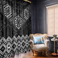New Zealand Aotearoa Window Curtain Black Taniko Art Maori Pattern