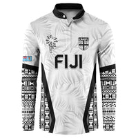 Custom Fiji 2026 Rugby Button Sweatshirt Fijian Tapa Pattern LT05 White - Polynesian Pride