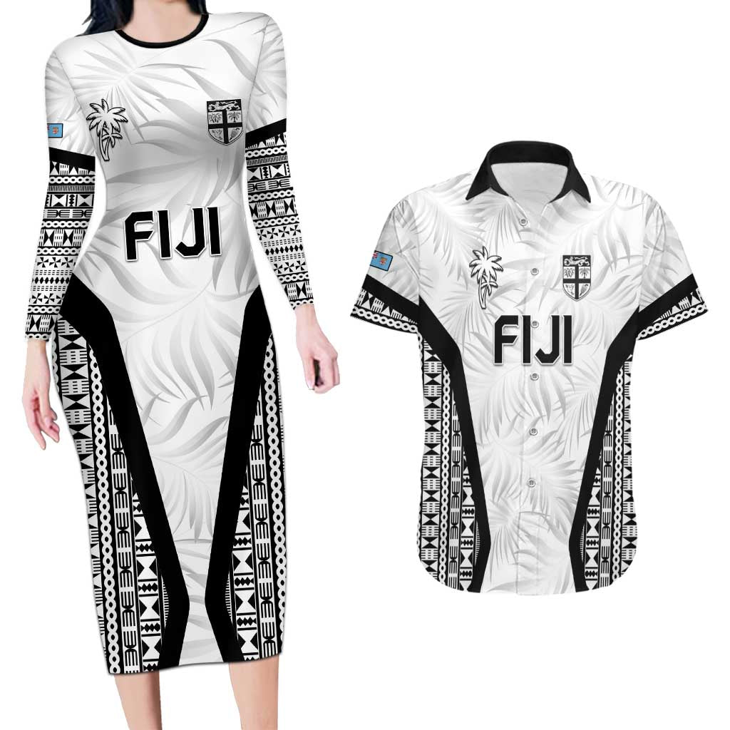 Custom Fiji 2026 Rugby Couples Matching Long Sleeve Bodycon Dress and Hawaiian Shirt Fijian Tapa Pattern
