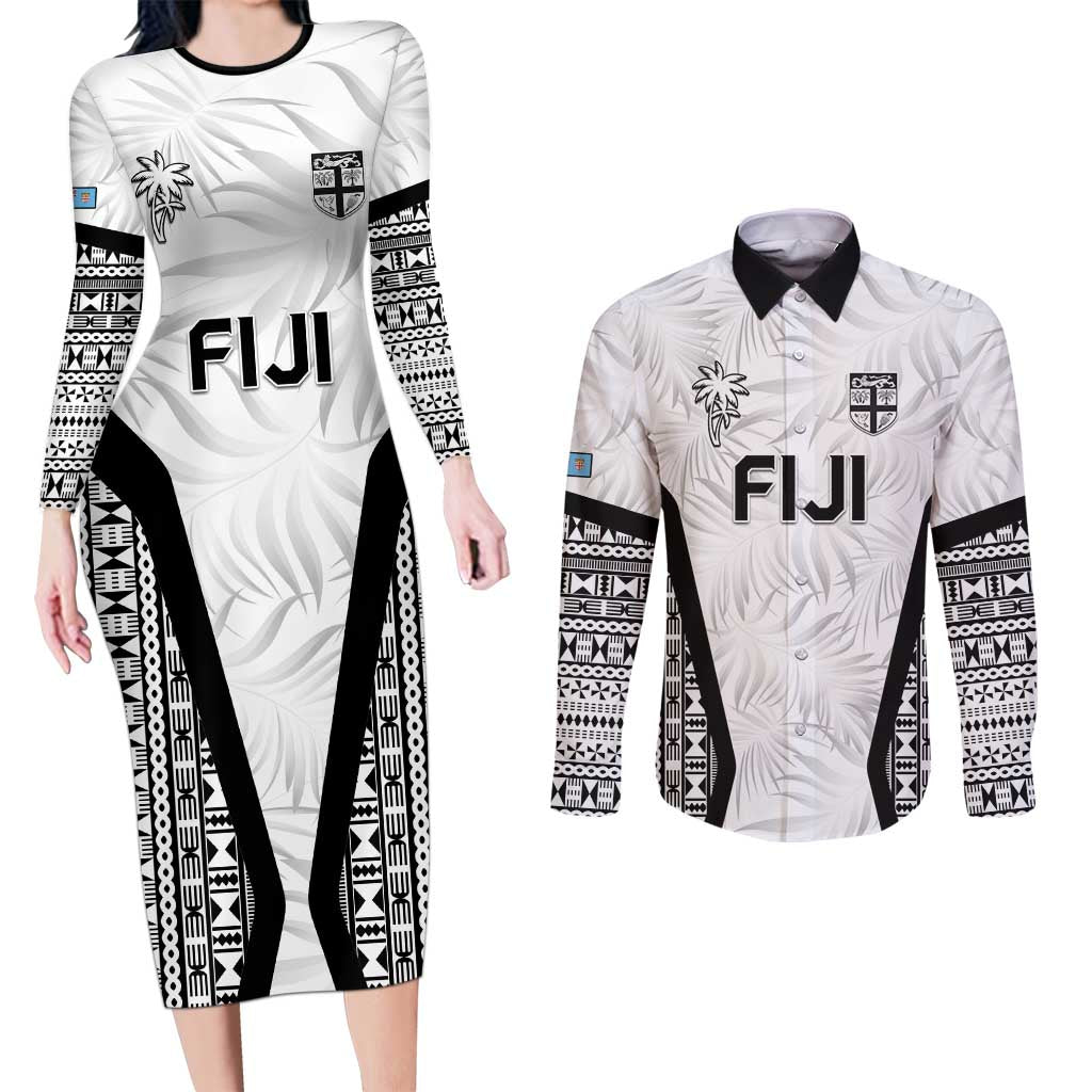 Custom Fiji 2026 Rugby Couples Matching Long Sleeve Bodycon Dress and Long Sleeve Button Shirt Fijian Tapa Pattern