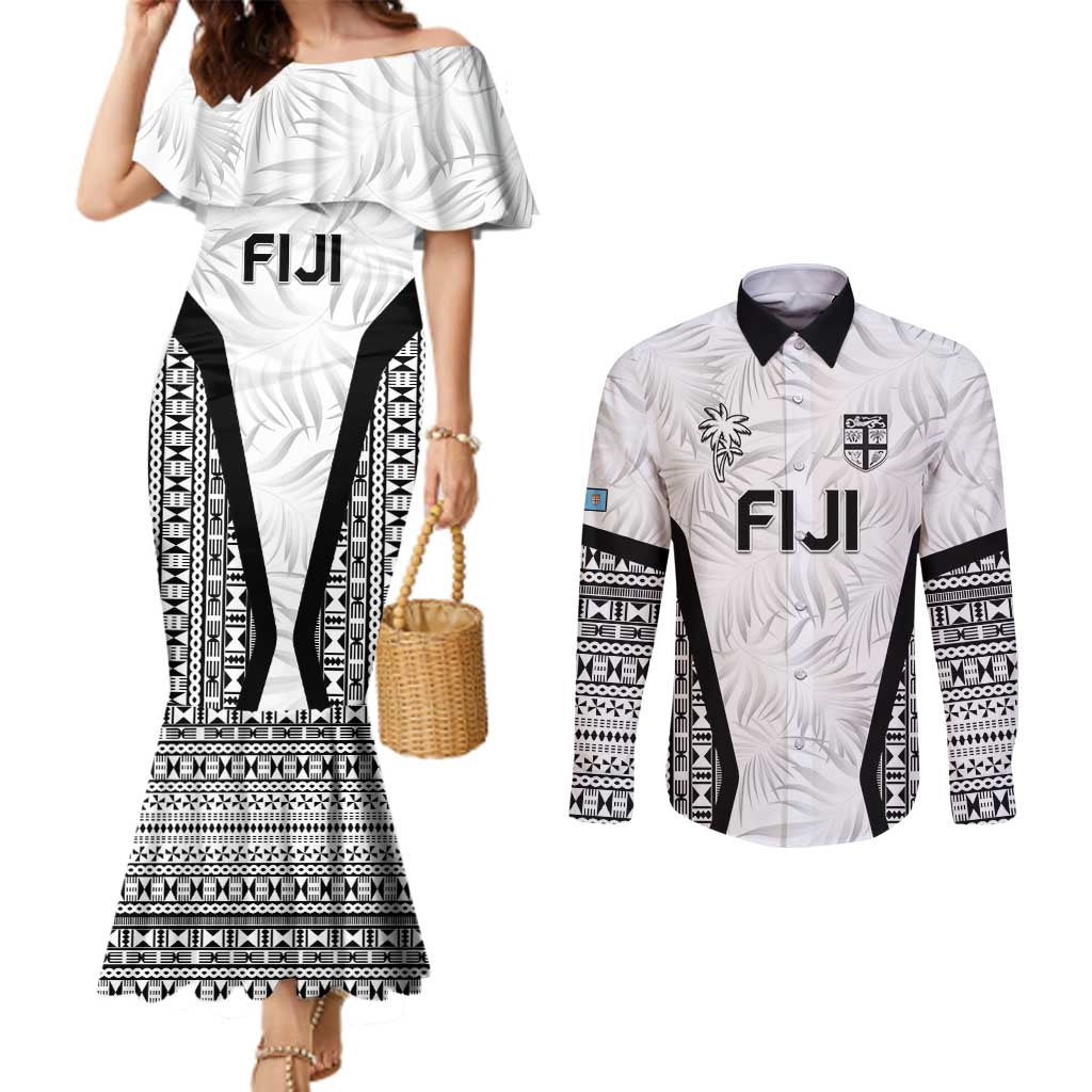 Custom Fiji 2026 Rugby Couples Matching Mermaid Dress and Long Sleeve Button Shirt Fijian Tapa Pattern
