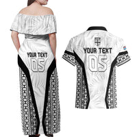 Custom Fiji 2026 Rugby Couples Matching Off Shoulder Maxi Dress and Hawaiian Shirt Fijian Tapa Pattern