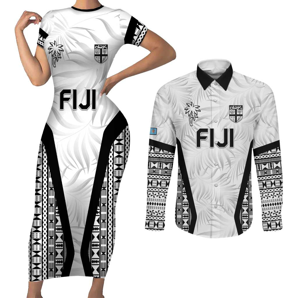 Custom Fiji 2026 Rugby Couples Matching Short Sleeve Bodycon Dress and Long Sleeve Button Shirt Fijian Tapa Pattern