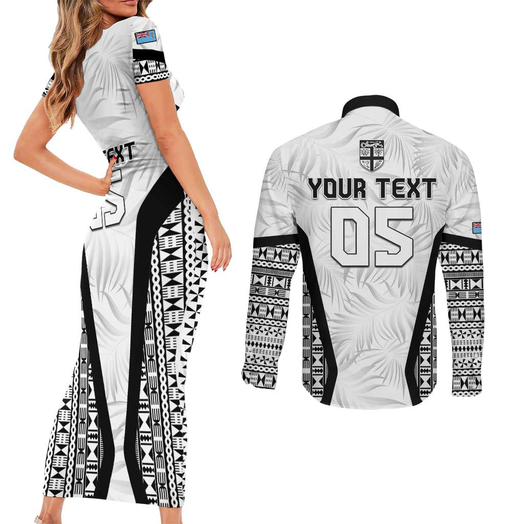 Custom Fiji 2026 Rugby Couples Matching Short Sleeve Bodycon Dress and Long Sleeve Button Shirt Fijian Tapa Pattern