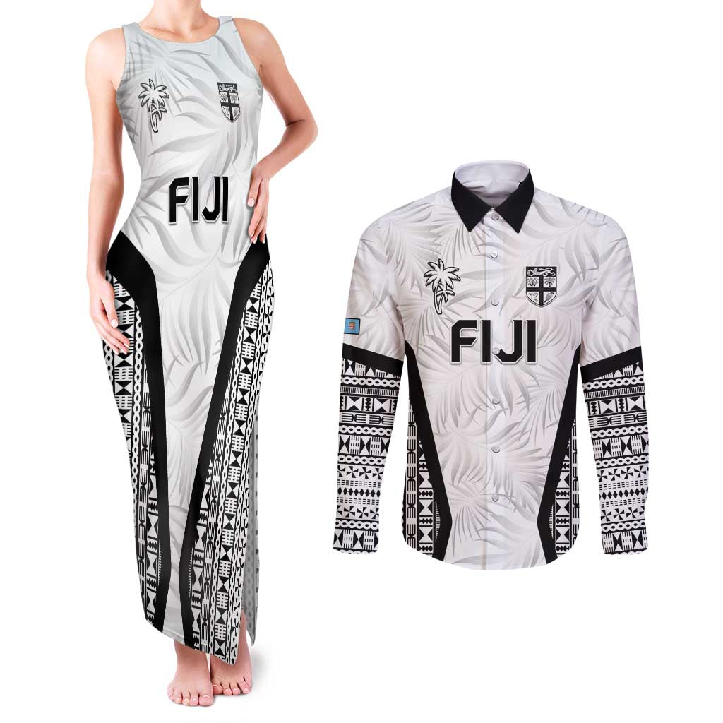 Custom Fiji 2026 Rugby Couples Matching Tank Maxi Dress and Long Sleeve Button Shirt Fijian Tapa Pattern