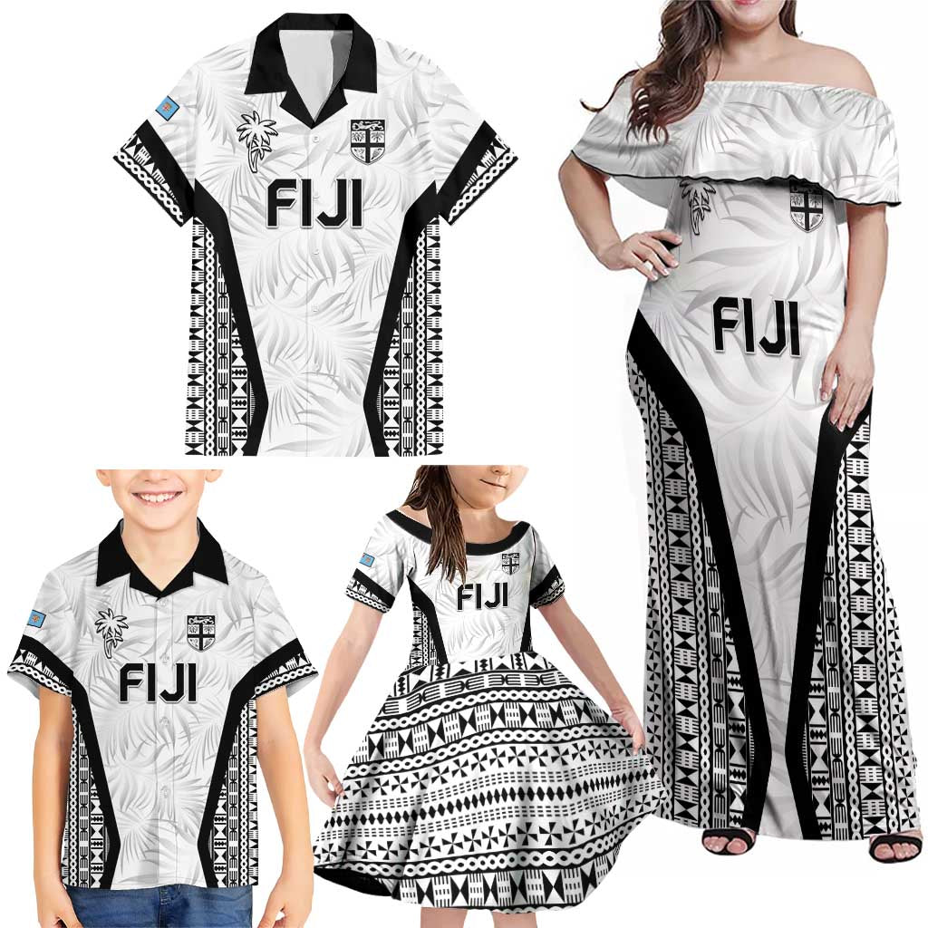 Custom Fiji 2026 Rugby Family Matching Off Shoulder Maxi Dress and Hawaiian Shirt Fijian Tapa Pattern