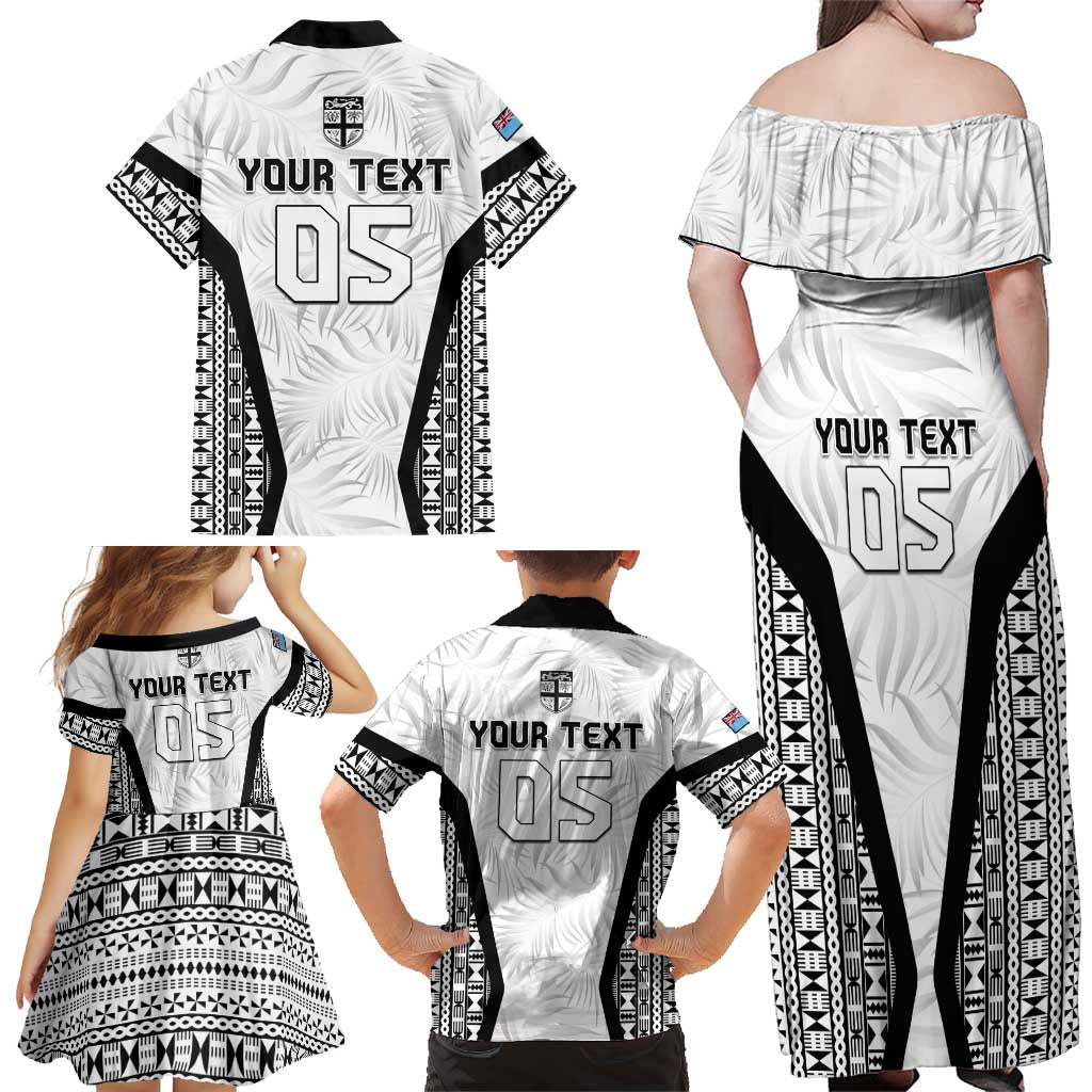 Custom Fiji 2026 Rugby Family Matching Off Shoulder Maxi Dress and Hawaiian Shirt Fijian Tapa Pattern