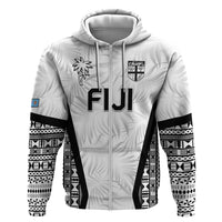 Custom Fiji 2026 Rugby Hoodie Fijian Tapa Pattern LT05 Zip Hoodie White - Polynesian Pride