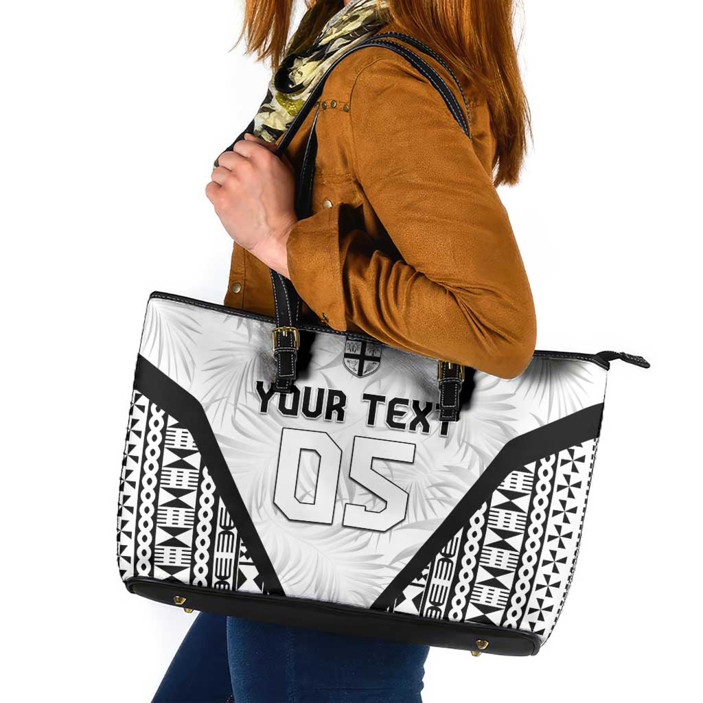 Custom Fiji 2026 Rugby Leather Tote Bag Fijian Tapa Pattern