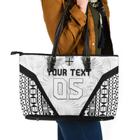 Custom Fiji 2026 Rugby Leather Tote Bag Fijian Tapa Pattern