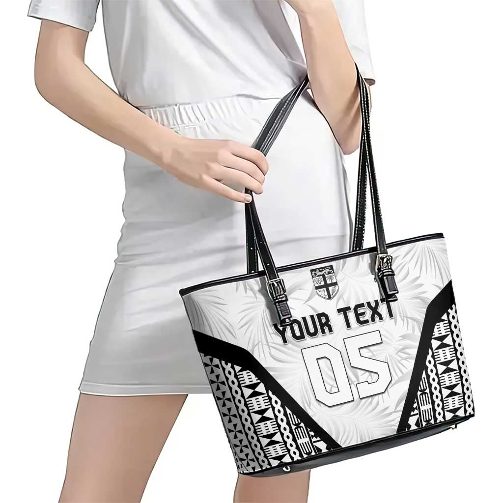 Custom Fiji 2026 Rugby Leather Tote Bag Fijian Tapa Pattern