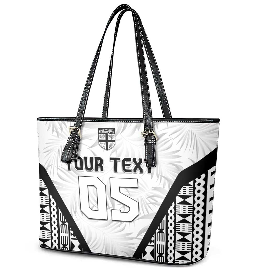 Custom Fiji 2026 Rugby Leather Tote Bag Fijian Tapa Pattern