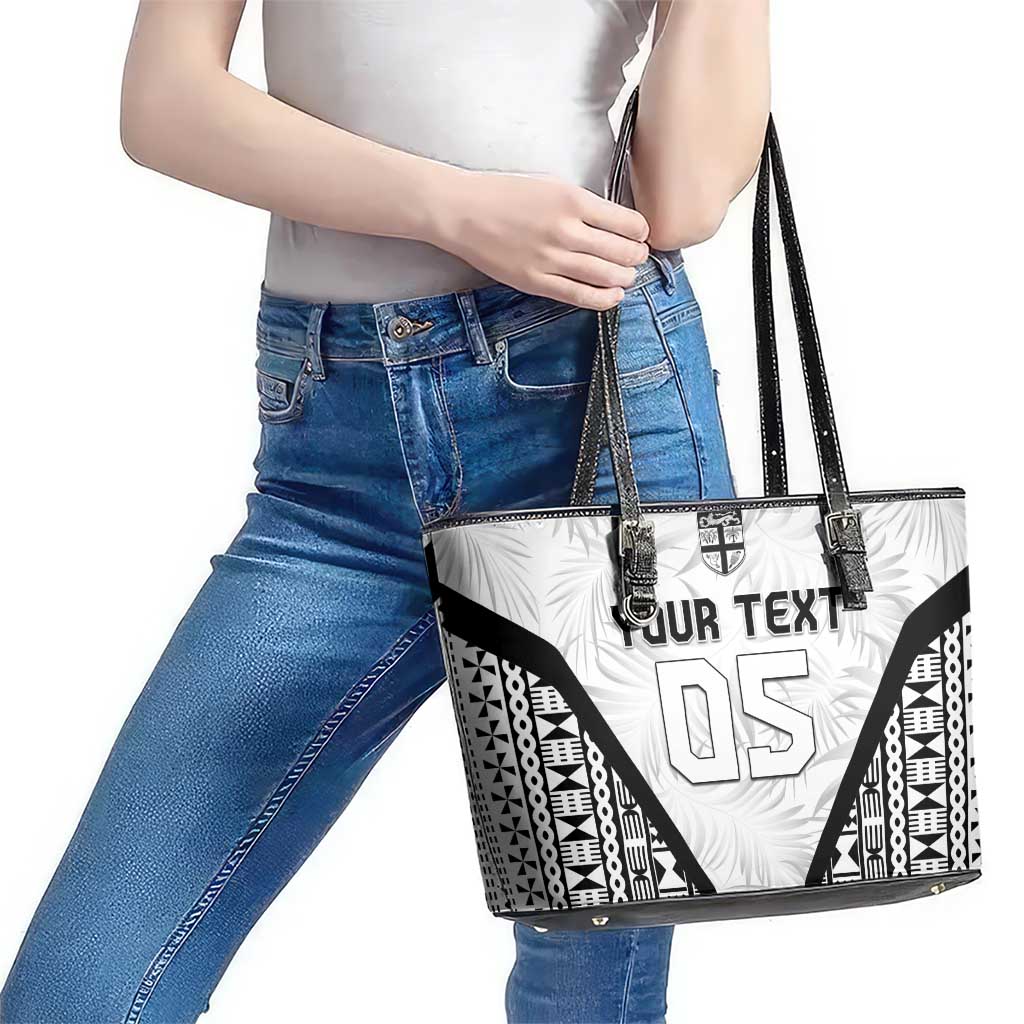 Custom Fiji 2026 Rugby Leather Tote Bag Fijian Tapa Pattern