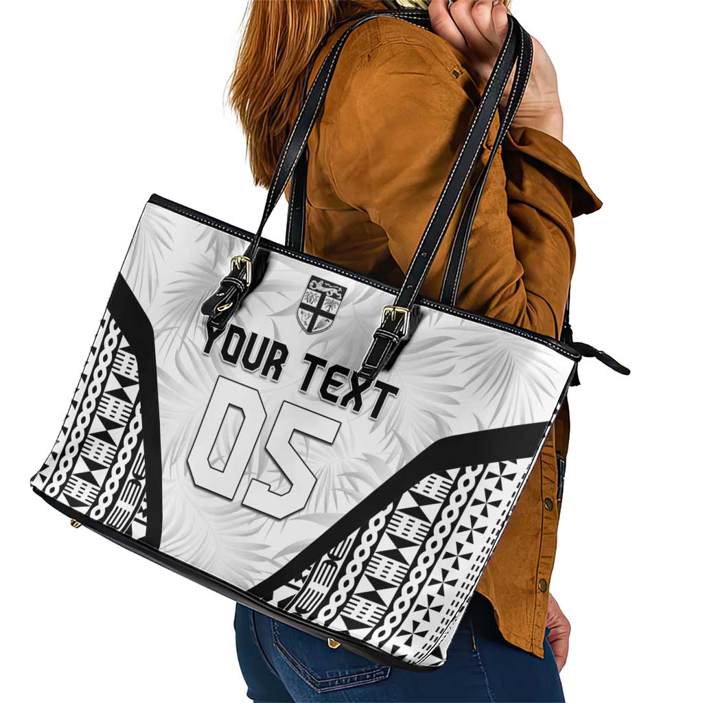 Custom Fiji 2026 Rugby Leather Tote Bag Fijian Tapa Pattern