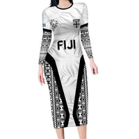 Custom Fiji 2026 Rugby Long Sleeve Bodycon Dress Fijian Tapa Pattern