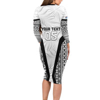 Custom Fiji 2026 Rugby Long Sleeve Bodycon Dress Fijian Tapa Pattern