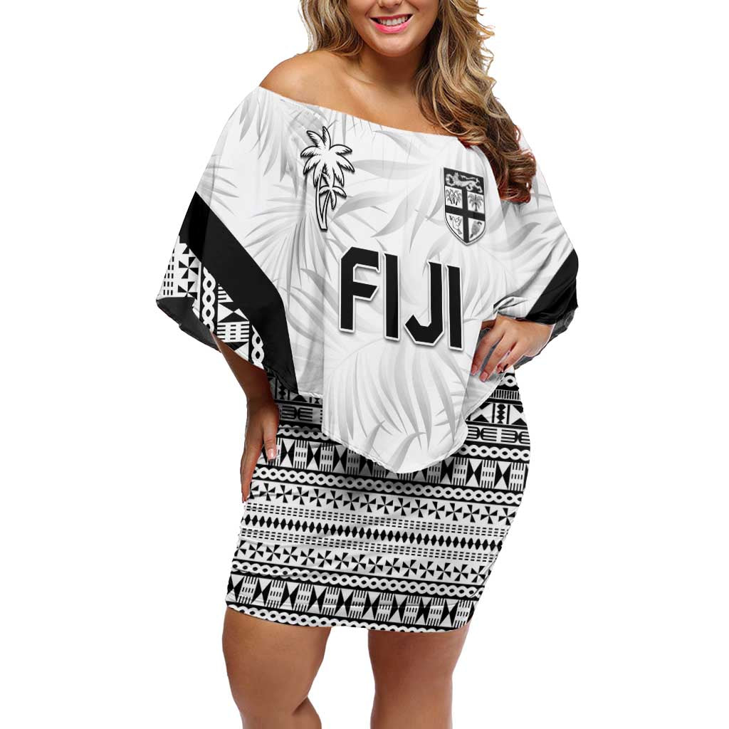 Custom Fiji 2026 Rugby Off Shoulder Short Dress Fijian Tapa Pattern