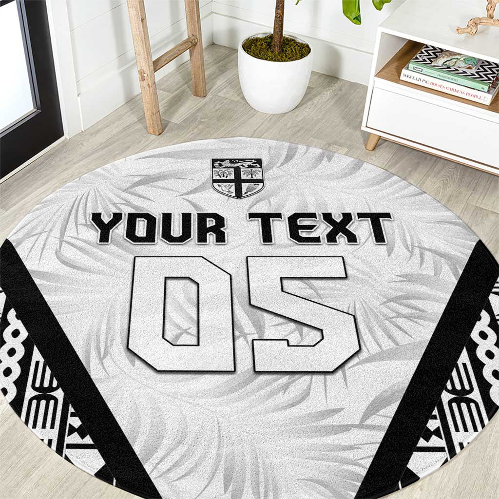 Custom Fiji 2026 Rugby Round Carpet Fijian Tapa Pattern LT05 White - Polynesian Pride