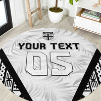Custom Fiji 2026 Rugby Round Carpet Fijian Tapa Pattern LT05 White - Polynesian Pride