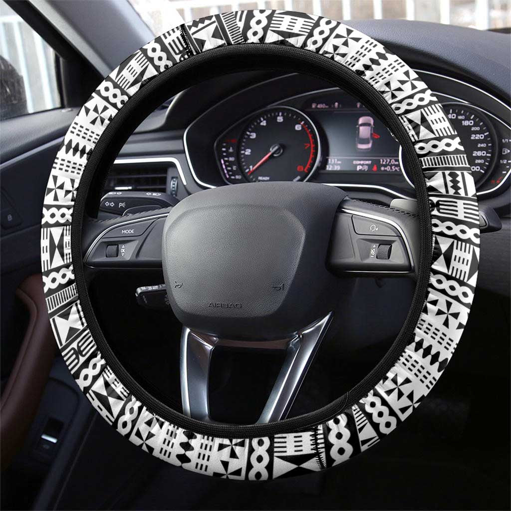 Fiji 2026 Rugby Steering Wheel Cover Fijian Tapa Pattern