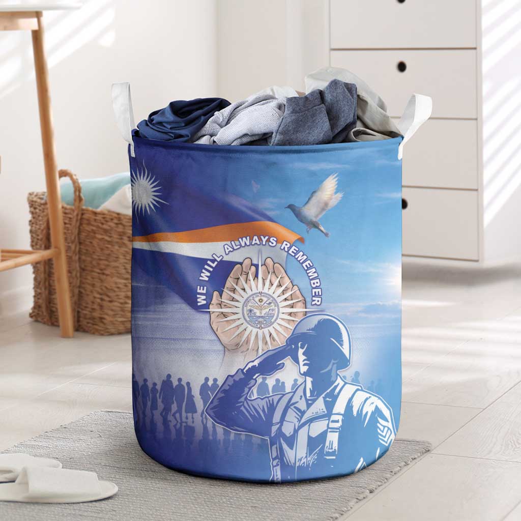 Marshall Islands Remembrance Day Laundry Basket We Will Always Remember LT05 Blue - Polynesian Pride