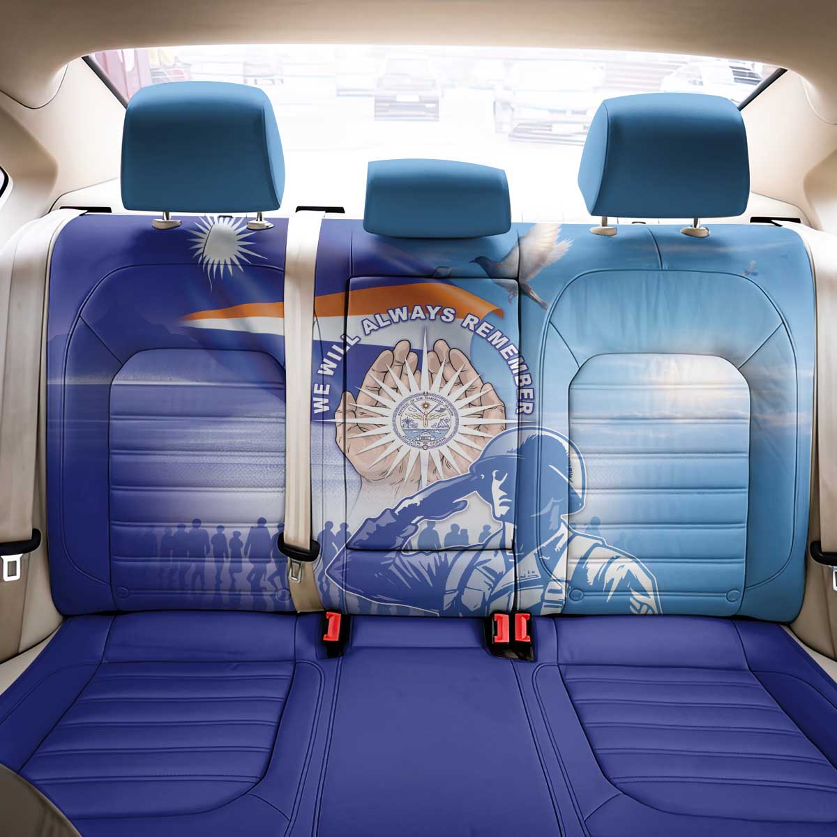Marshall Islands Remembrance Day Back Car Seat Cover We Will Always Remember LT05 - Polynesian Pride
