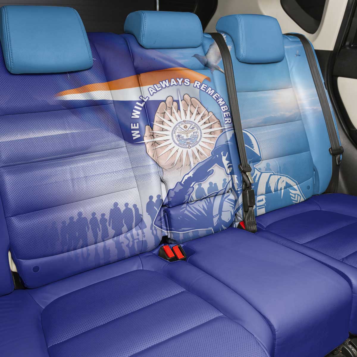 Marshall Islands Remembrance Day Back Car Seat Cover We Will Always Remember LT05 - Polynesian Pride