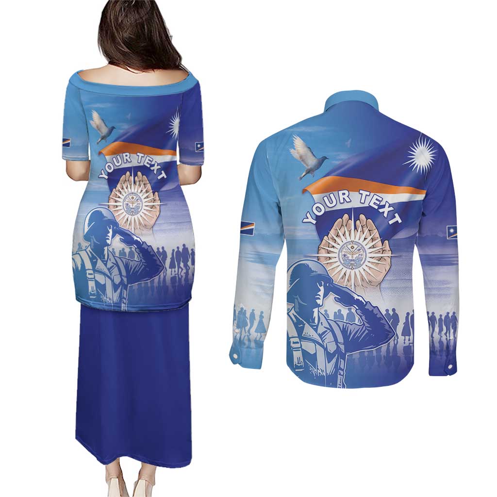 Personalised Marshall Islands Remembrance Day Couples Matching Puletasi and Long Sleeve Button Shirt We Will Always Remember