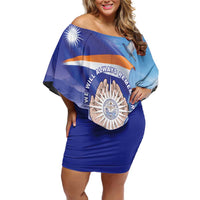 Personalised Marshall Islands Remembrance Day Family Matching Off Shoulder Short Dress and Hawaiian Shirt We Will Always Remember LT05 Mom's Dress Blue - Polynesian Pride