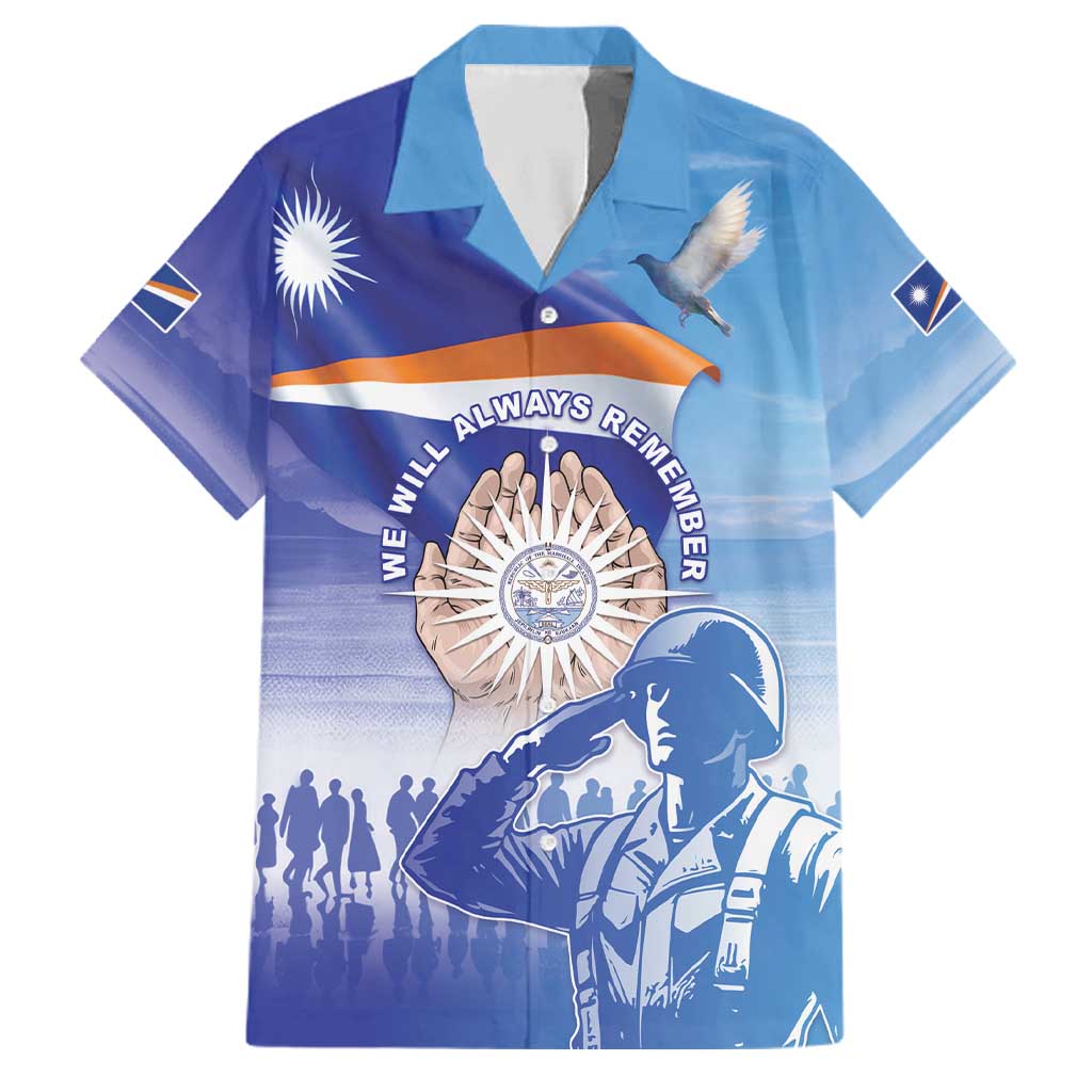 Personalised Marshall Islands Remembrance Day Family Matching Short Sleeve Bodycon Dress and Hawaiian Shirt We Will Always Remember LT05 Dad's Shirt - Short Sleeve Blue - Polynesian Pride