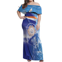 Personalised Marshall Islands Remembrance Day Off Shoulder Maxi Dress We Will Always Remember