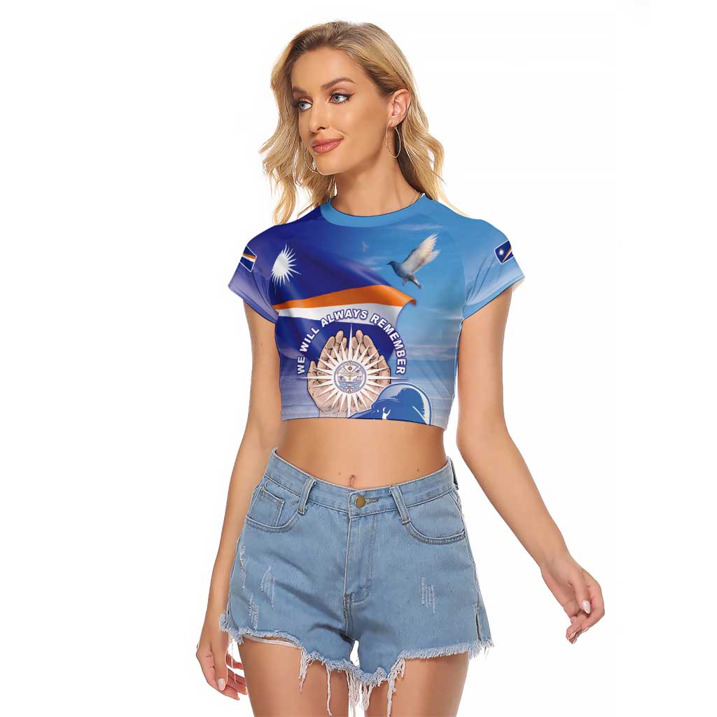 Personalised Marshall Islands Remembrance Day Raglan Cropped T Shirt We Will Always Remember