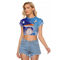 Personalised Marshall Islands Remembrance Day Raglan Cropped T Shirt We Will Always Remember