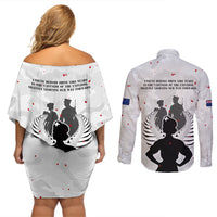 New Zealand ANZAC Day Couples Matching Off Shoulder Short Dress and Long Sleeve Button Shirt For The Nurse Lest We Forget LT05 - Polynesian Pride