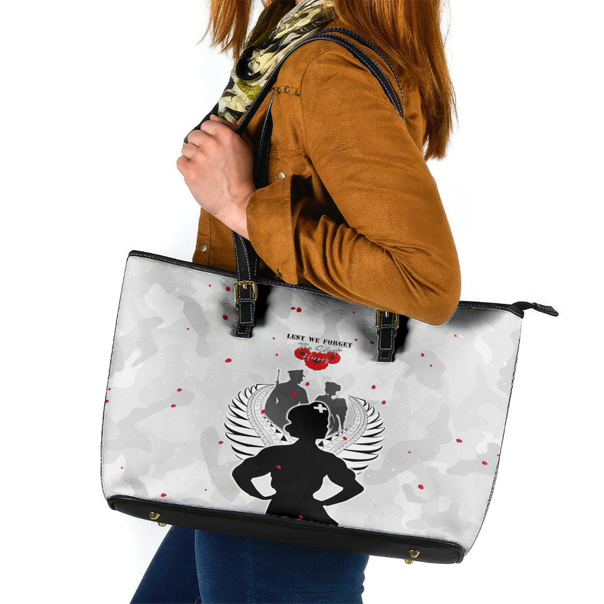 New Zealand ANZAC Day Leather Tote Bag For The Nurse Lest We Forget