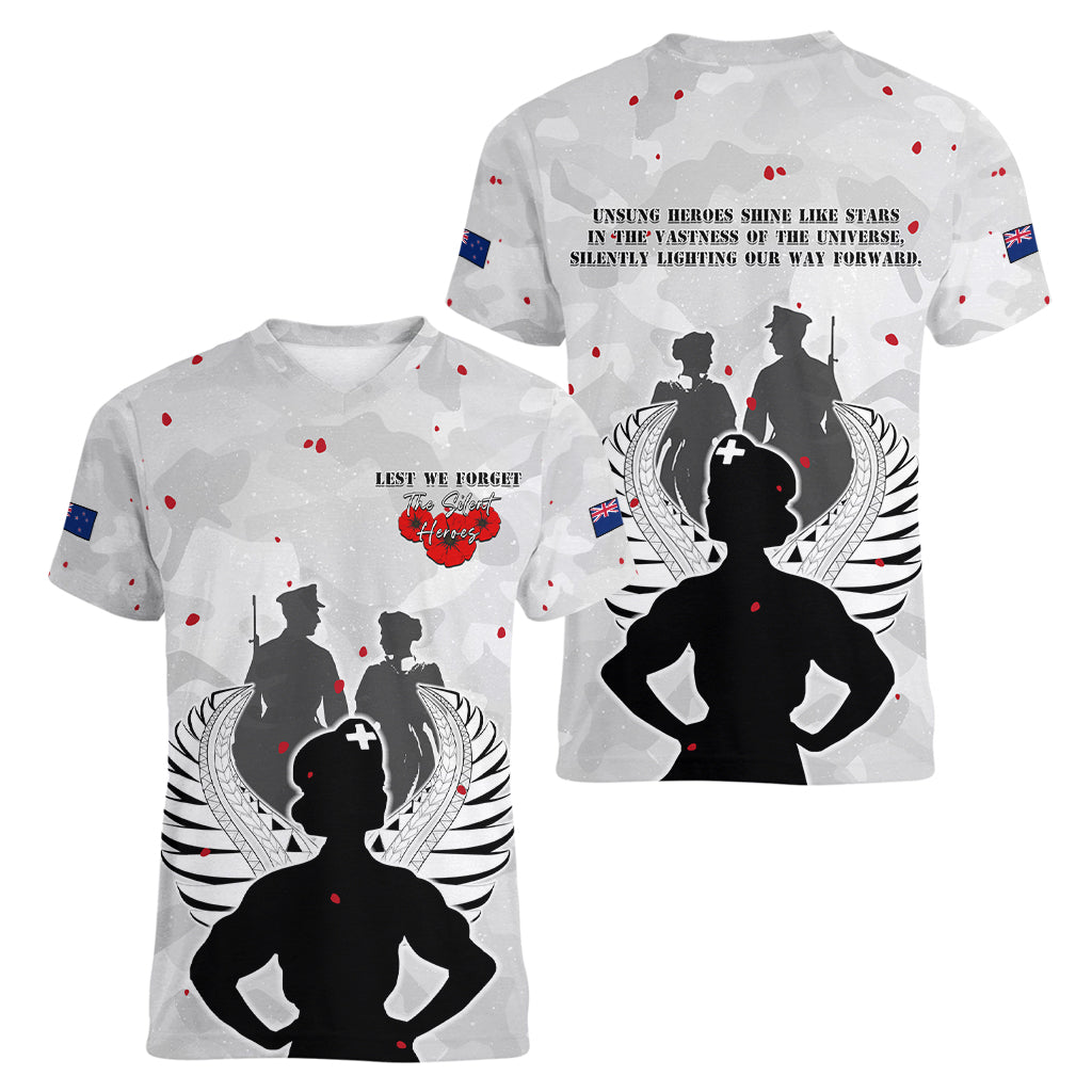 New Zealand ANZAC Day Women V Neck T Shirt For The Nurse Lest We Forget LT05 - Polynesian Pride