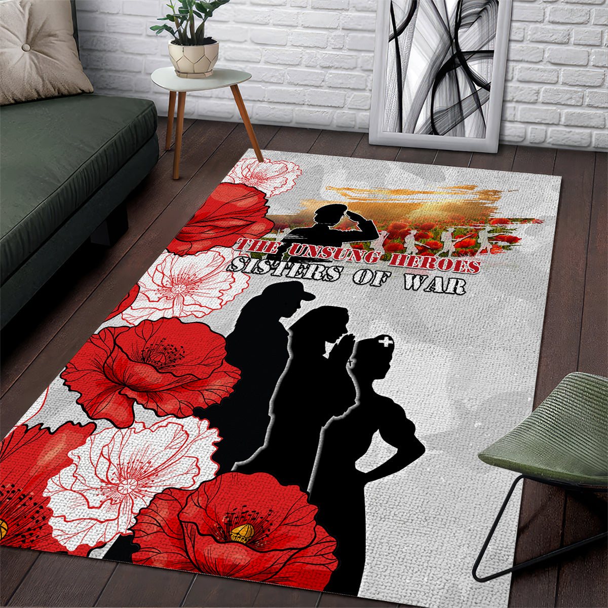 New Zealand ANZAC Day Area Rug The Unsung Heroes Sisters of War