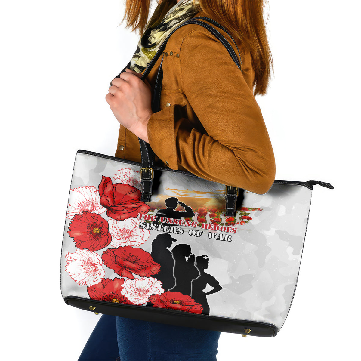New Zealand ANZAC Day Leather Tote Bag The Unsung Heroes Sisters of War
