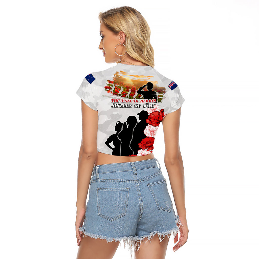New Zealand ANZAC Day Raglan Cropped T Shirt The Unsung Heroes Sisters of War LT05 - Polynesian Pride