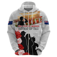 New Zealand ANZAC Day Zip Hoodie The Unsung Heroes Sisters of War LT05 - Polynesian Pride