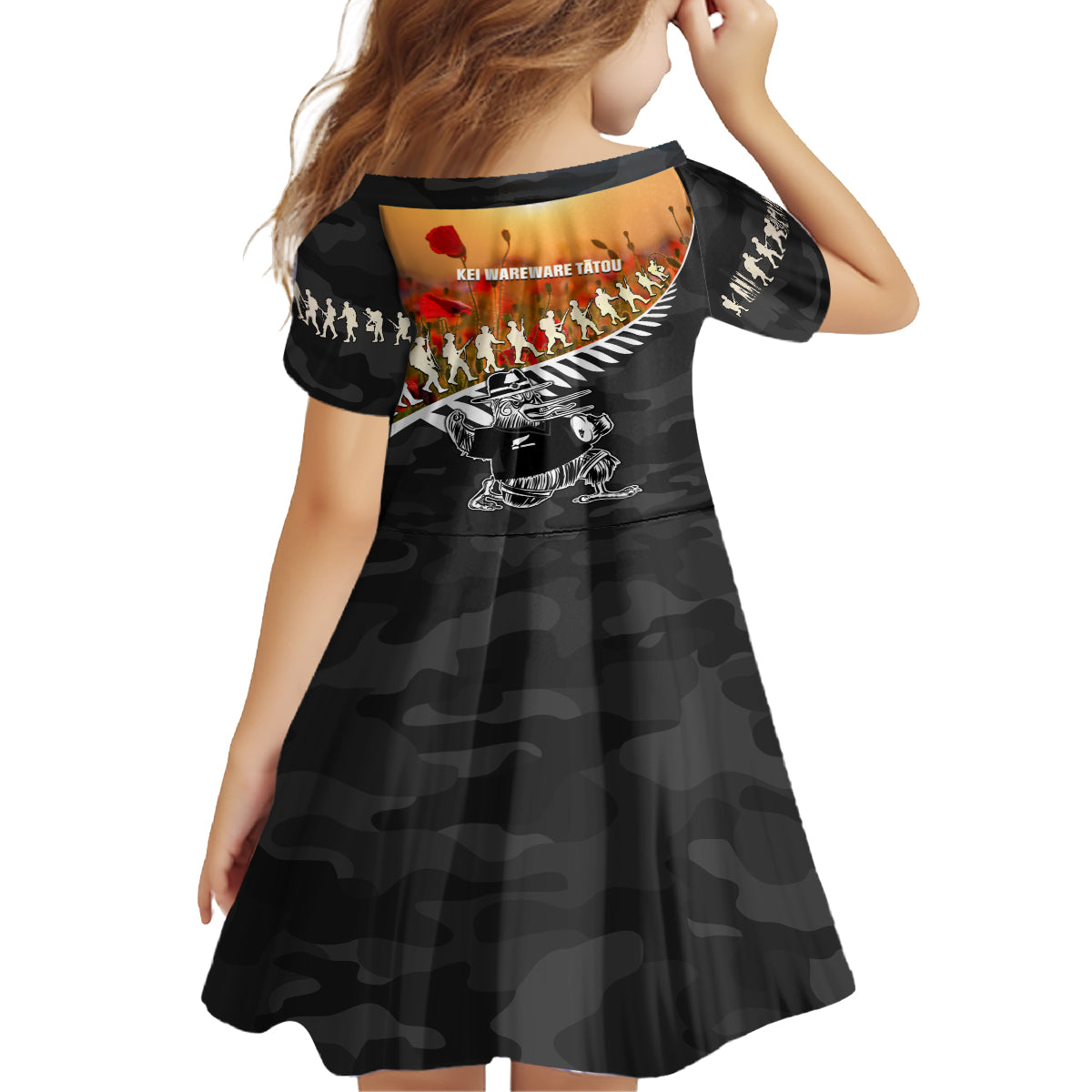 New Zealand ANZAC Rugby Family Matching Long Sleeve Bodycon Dress and Hawaiian Shirt Soldier Fern With Kiwi Bird LT05