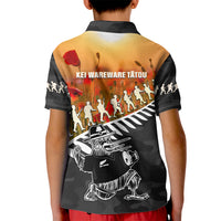 New Zealand ANZAC Rugby Kid Polo Shirt Soldier Fern With Kiwi Bird LT05