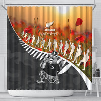 New Zealand ANZAC Rugby Shower Curtain Soldier Fern With Kiwi Bird