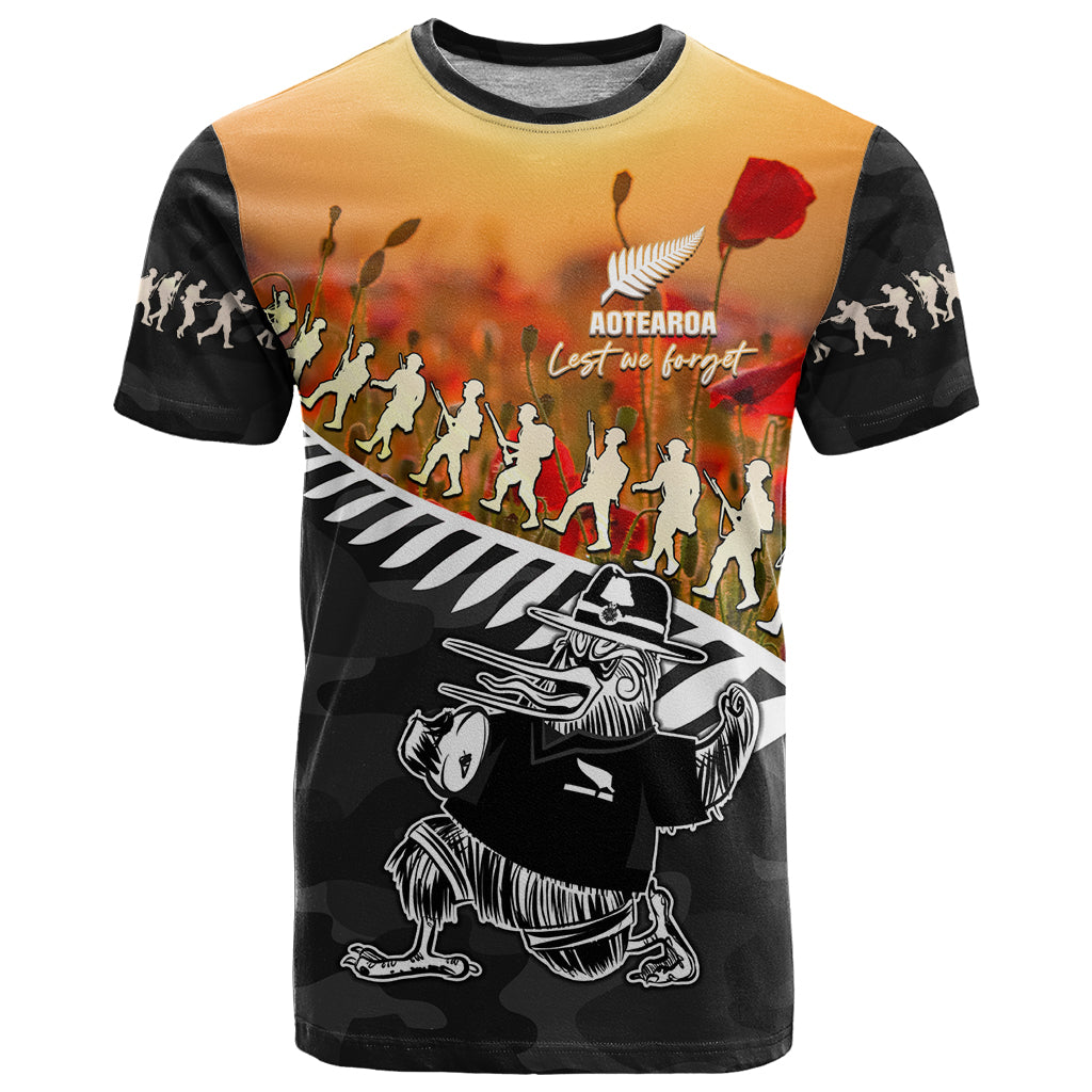 New Zealand ANZAC Rugby T Shirt Soldier Fern With Kiwi Bird LT05