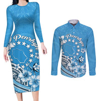 Personalised Penrhyn Gospel Day Couples Matching Long Sleeve Bodycon Dress and Long Sleeve Button Shirt Cook Islands Tribal Pattern