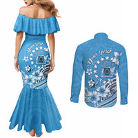 Personalised Penrhyn Gospel Day Couples Matching Mermaid Dress and Long Sleeve Button Shirt Cook Islands Tribal Pattern