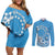Personalised Penrhyn Gospel Day Couples Matching Off Shoulder Short Dress and Long Sleeve Button Shirt Cook Islands Tribal Pattern