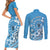Personalised Penrhyn Gospel Day Couples Matching Short Sleeve Bodycon Dress and Long Sleeve Button Shirt Cook Islands Tribal Pattern