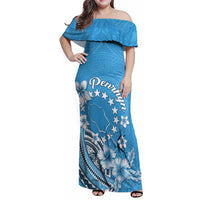 Personalised Penrhyn Gospel Day Family Matching Off Shoulder Maxi Dress and Hawaiian Shirt Cook Islands Tribal Pattern